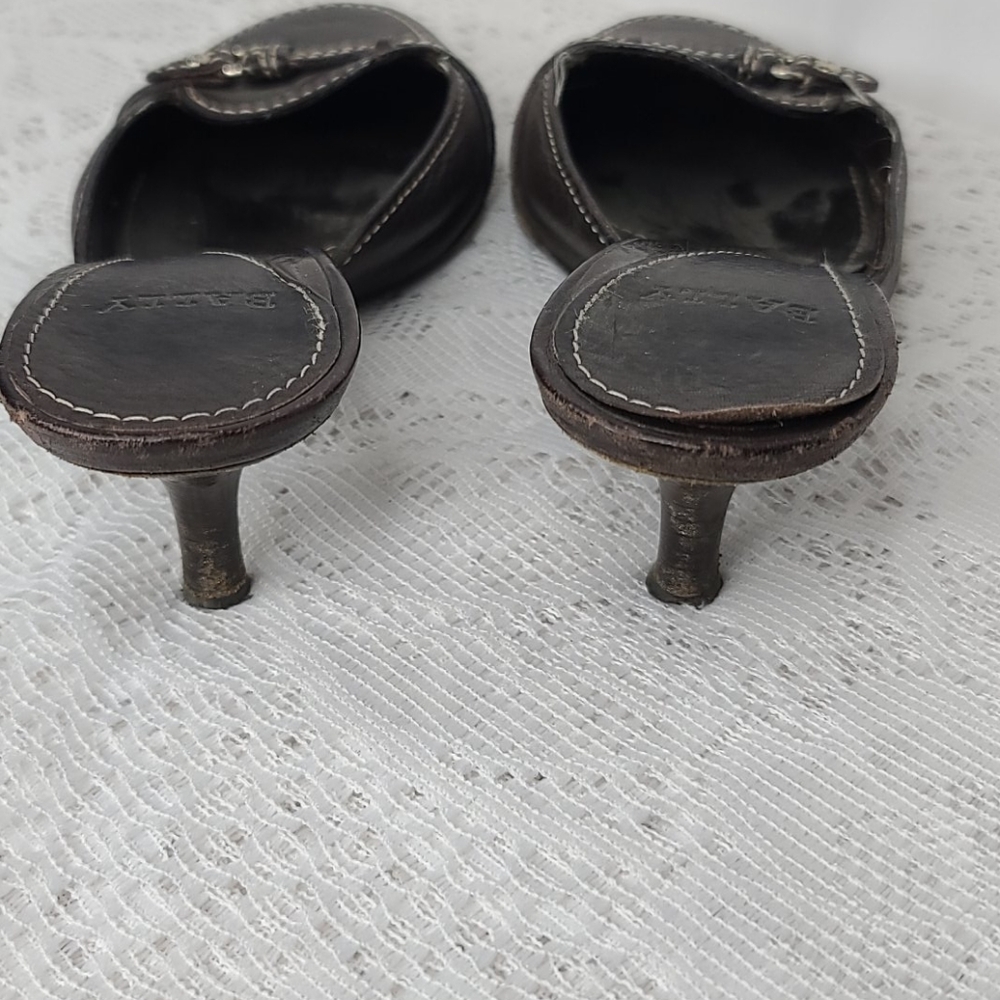 Bally slip on brown leather kitten heels sz 5.5 - Picture 6 of 9